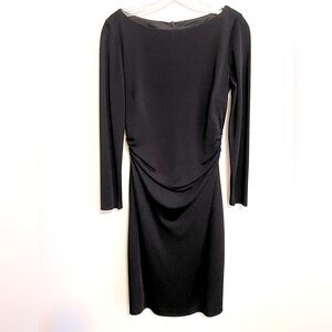 David Meister Vintage Black Night Out Evening Sheath Dress with Ruching Size 6